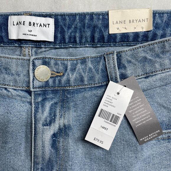 NWT Lane Bryant Womems Blue Embroidered Mid Rise Boyfriend Capri Jeans Size 14P - Picture 6 of 11